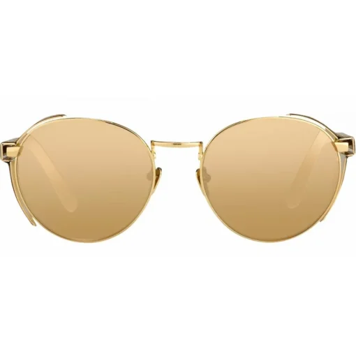 Linda Farrow Sunglasses & Eyewear-- 300 C8 Round Sunglasses - Yellow Gold - Eyewear - Avvenice