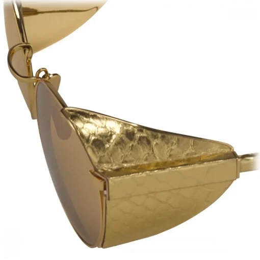 Linda Farrow Sunglasses & Eyewear-- 300 C8 Round Sunglasses - Yellow Gold - Eyewear - Avvenice
