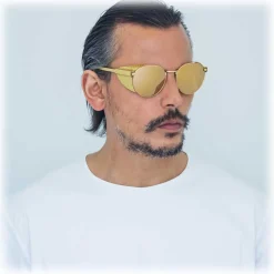 Linda Farrow Sunglasses & Eyewear-- 300 C8 Round Sunglasses - Yellow Gold - Eyewear - Avvenice