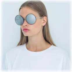 Linda Farrow Sunglasses & Eyewear-- 457 C12 Round Sunglasses - Truffle - Eyewear - Avvenice