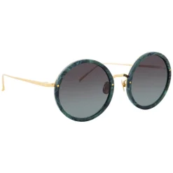 Linda Farrow Sunglasses & Eyewear-- 239 C49 Round Sunglasses - Jade - Eyewear - Avvenice