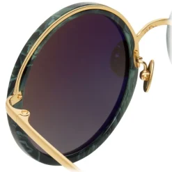 Linda Farrow Sunglasses & Eyewear-- 239 C49 Round Sunglasses - Jade - Eyewear - Avvenice