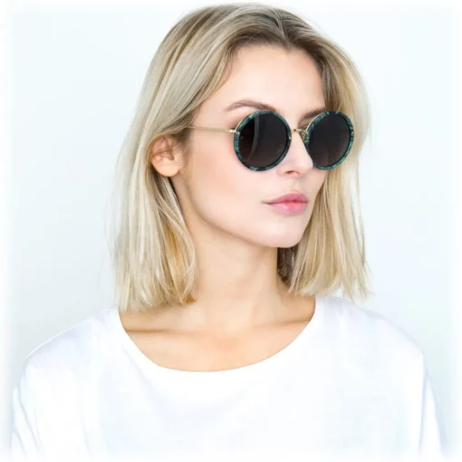 Linda Farrow Sunglasses & Eyewear-- 239 C49 Round Sunglasses - Jade - Eyewear - Avvenice