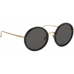 Linda Farrow Sunglasses & Eyewear-- 239 C11 Round Sunglasses - Black - Eyewear - Avvenice