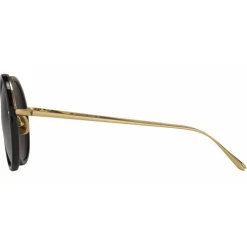 Linda Farrow Sunglasses & Eyewear-- 239 C11 Round Sunglasses - Black - Eyewear - Avvenice