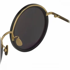Linda Farrow Sunglasses & Eyewear-- 239 C11 Round Sunglasses - Black - Eyewear - Avvenice