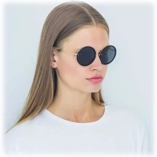 Linda Farrow Sunglasses & Eyewear-- 239 C11 Round Sunglasses - Black - Eyewear - Avvenice