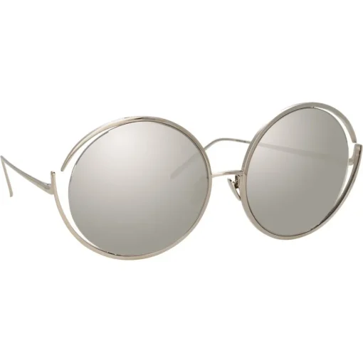 Linda Farrow Sunglasses & Eyewear-- 680 C2 Round Sunglasses - White Gold - Eyewear - Avvenice