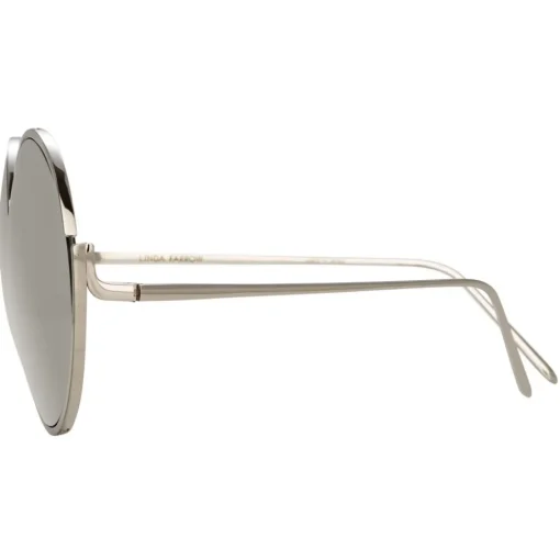 Linda Farrow Sunglasses & Eyewear-- 680 C2 Round Sunglasses - White Gold - Eyewear - Avvenice