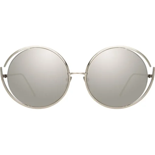Linda Farrow Sunglasses & Eyewear-- 680 C2 Round Sunglasses - White Gold - Eyewear - Avvenice