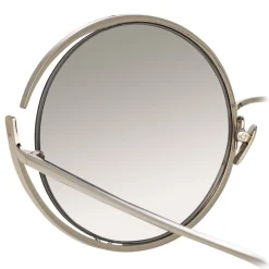 Linda Farrow Sunglasses & Eyewear-- 680 C2 Round Sunglasses - White Gold - Eyewear - Avvenice