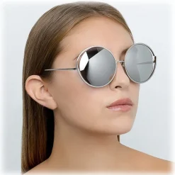 Linda Farrow Sunglasses & Eyewear-- 680 C2 Round Sunglasses - White Gold - Eyewear - Avvenice