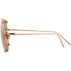 Linda Farrow Sunglasses & Eyewear-- 647 C3 Round Sunglasses - Rose Gold - Eyewear - Avvenice