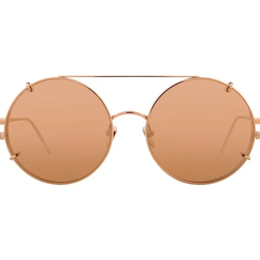 Linda Farrow Sunglasses & Eyewear-- 647 C3 Round Sunglasses - Rose Gold - Eyewear - Avvenice