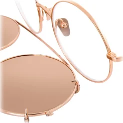 Linda Farrow Sunglasses & Eyewear-- 647 C3 Round Sunglasses - Rose Gold - Eyewear - Avvenice
