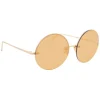Linda Farrow Sunglasses & Eyewear-- 565 C1 Round Sunglasses - Gold - Eyewear - Avvenice
