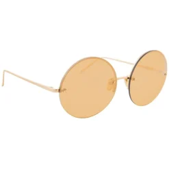 Linda Farrow Sunglasses & Eyewear-- 565 C1 Round Sunglasses - Gold - Eyewear - Avvenice