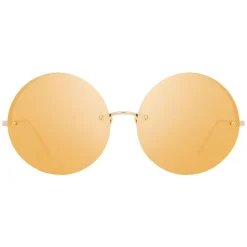 Linda Farrow Sunglasses & Eyewear-- 565 C1 Round Sunglasses - Gold - Eyewear - Avvenice