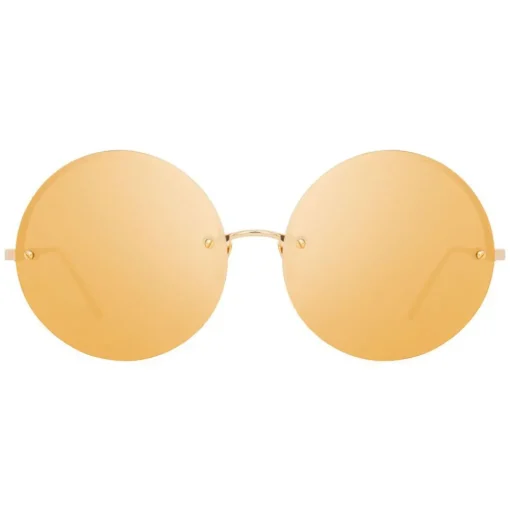 Linda Farrow Sunglasses & Eyewear-- 565 C1 Round Sunglasses - Gold - Eyewear - Avvenice