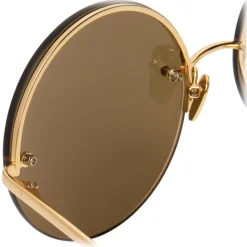 Linda Farrow Sunglasses & Eyewear-- 565 C1 Round Sunglasses - Gold - Eyewear - Avvenice
