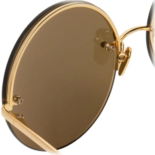 Linda Farrow Sunglasses & Eyewear-- 565 C1 Round Sunglasses - Gold - Eyewear - Avvenice