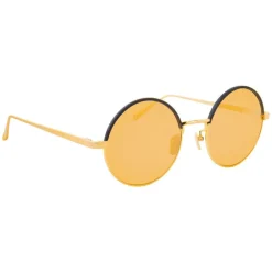 Linda Farrow Sunglasses & Eyewear-- 583 C5 Round Sunglasses - Gold - Eyewear - Avvenice