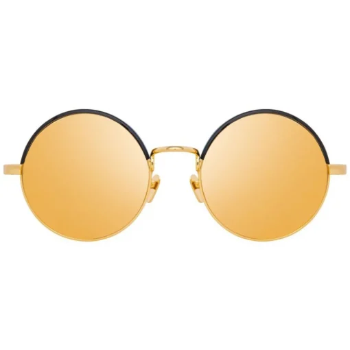 Linda Farrow Sunglasses & Eyewear-- 583 C5 Round Sunglasses - Gold - Eyewear - Avvenice