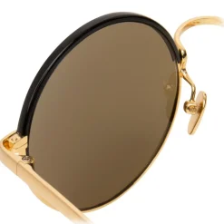 Linda Farrow Sunglasses & Eyewear-- 583 C5 Round Sunglasses - Gold - Eyewear - Avvenice