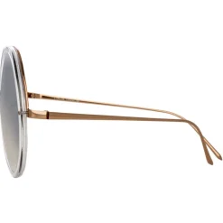 Linda Farrow Sunglasses & Eyewear-- 457 C32 Round Sunglasses - Clear - Eyewear - Avvenice