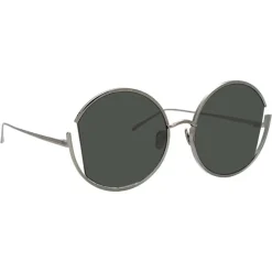 Linda Farrow Sunglasses & Eyewear-- 851 C5 Round Sunglasses - White Gold - Eyewear - Avvenice