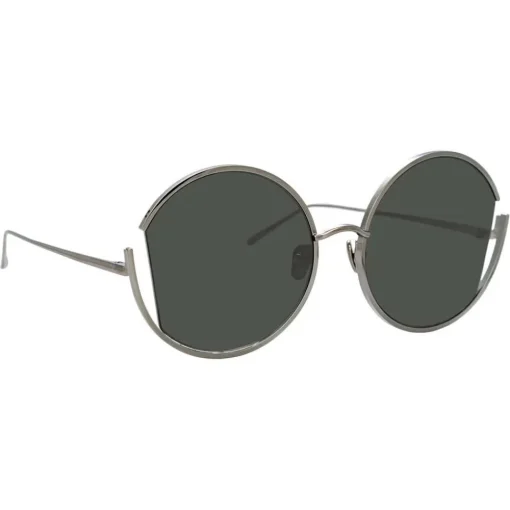 Linda Farrow Sunglasses & Eyewear-- 851 C5 Round Sunglasses - White Gold - Eyewear - Avvenice