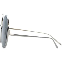 Linda Farrow Sunglasses & Eyewear-- 851 C5 Round Sunglasses - White Gold - Eyewear - Avvenice