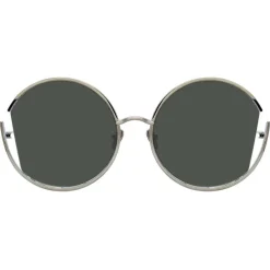 Linda Farrow Sunglasses & Eyewear-- 851 C5 Round Sunglasses - White Gold - Eyewear - Avvenice