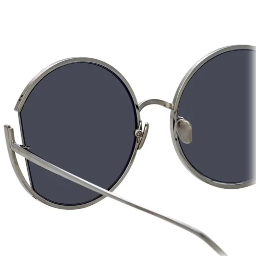 Linda Farrow Sunglasses & Eyewear-- 851 C5 Round Sunglasses - White Gold - Eyewear - Avvenice