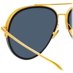 Linda Farrow Sunglasses-- Abel Aviator Sunglasses in Black Yellow Gold - LFL1118C1SUN - Eyewear - Avvenice