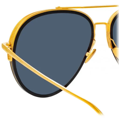 Linda Farrow Sunglasses-- Abel Aviator Sunglasses in Black Yellow Gold - LFL1118C1SUN - Eyewear - Avvenice