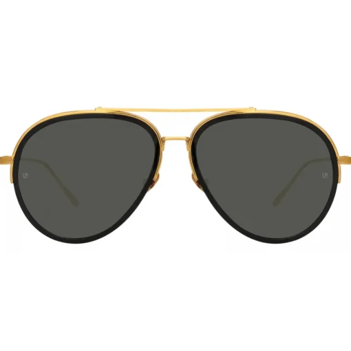 Linda Farrow Sunglasses-- Abel Aviator Sunglasses in Black Yellow Gold - LFL1118C1SUN - Eyewear - Avvenice