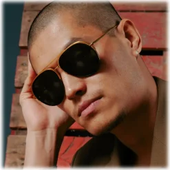 Linda Farrow Sunglasses-- Abel Aviator Sunglasses in Black Yellow Gold - LFL1118C1SUN - Eyewear - Avvenice