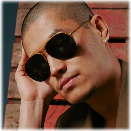 Linda Farrow Sunglasses-- Abel Aviator Sunglasses in Black Yellow Gold - LFL1118C1SUN - Eyewear - Avvenice