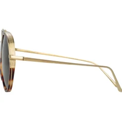 Linda Farrow Sunglasses-- Abel Aviator Sunglasses in Tortoiseshell - LFL1118C2SUN - Eyewear - Avvenice