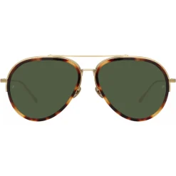 Linda Farrow Sunglasses-- Abel Aviator Sunglasses in Tortoiseshell - LFL1118C2SUN - Eyewear - Avvenice