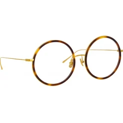 Linda Farrow Sunglasses-- Alesia A Round Optical Glasses in Tortoiseshell - LF57AC2OPT - Eyewear - Avvenice