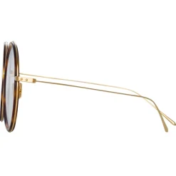 Linda Farrow Sunglasses-- Alesia A Round Optical Glasses in Tortoiseshell - LF57AC2OPT - Eyewear - Avvenice