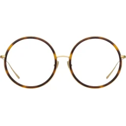 Linda Farrow Sunglasses-- Alesia A Round Optical Glasses in Tortoiseshell - LF57AC2OPT - Eyewear - Avvenice