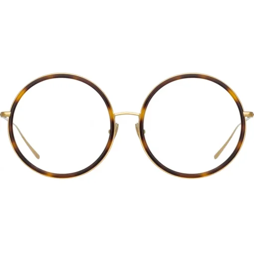 Linda Farrow Sunglasses-- Alesia A Round Optical Glasses in Tortoiseshell - LF57AC2OPT - Eyewear - Avvenice