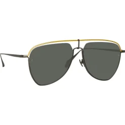 Linda Farrow Sunglasses-- Alma Aviator Sunglasses in Nickel - LFL1205C3SUN - Eyewear - Avvenice