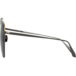 Linda Farrow Sunglasses-- Alma Aviator Sunglasses in Nickel - LFL1205C3SUN - Eyewear - Avvenice