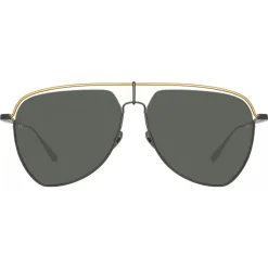 Linda Farrow Sunglasses-- Alma Aviator Sunglasses in Nickel - LFL1205C3SUN - Eyewear - Avvenice
