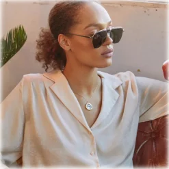 Linda Farrow Sunglasses-- Alma Aviator Sunglasses in Nickel - LFL1205C3SUN - Eyewear - Avvenice