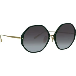 Linda Farrow Sunglasses-- Alona Hexagon Sunglasses in Green - LFL901C21SUN - Eyewear - Avvenice